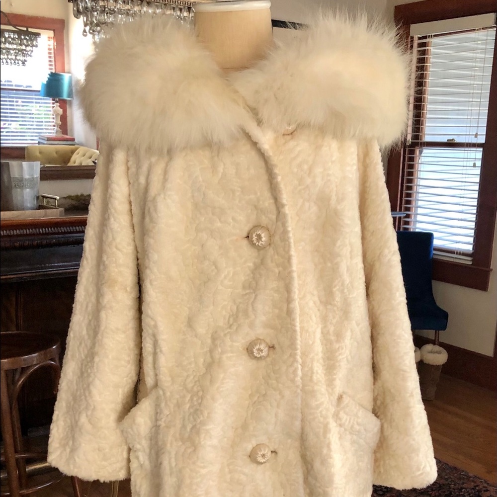 Vintage White Magnin Fur & Persian Wool Coat